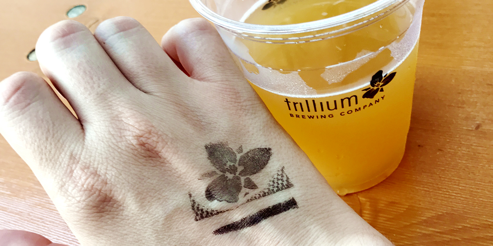 Trillium Brewing Company Cup and Hand Stamp