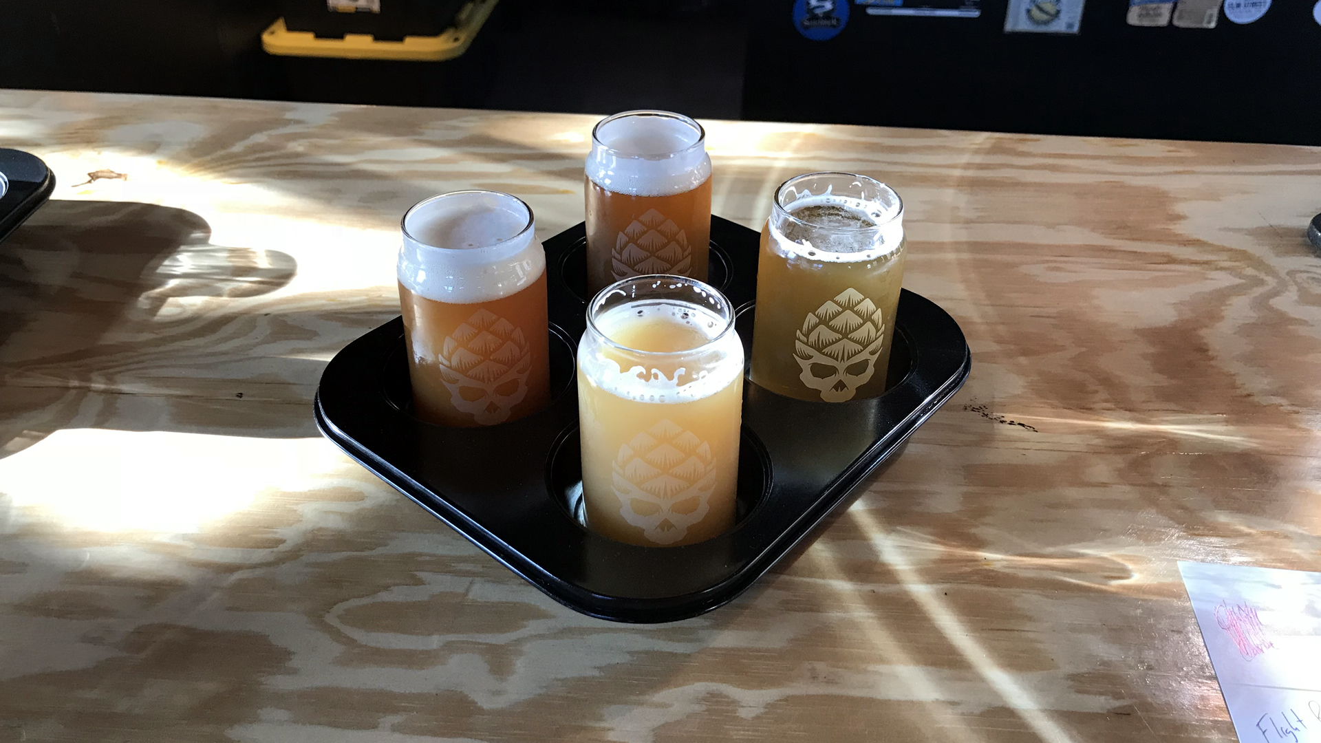 A flight of beers at BAD SONS Beer Co.