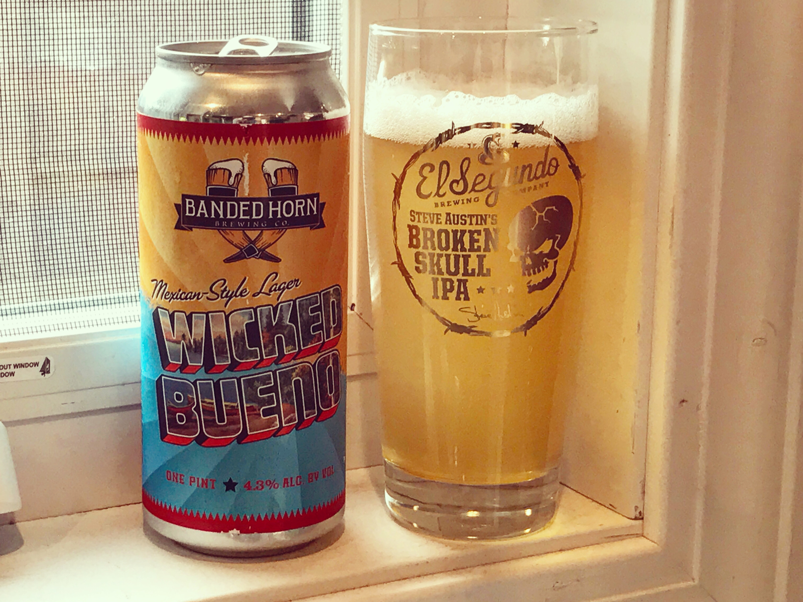 Banded Horn Brewing Company Wicked Bueno Beers on Windowsills