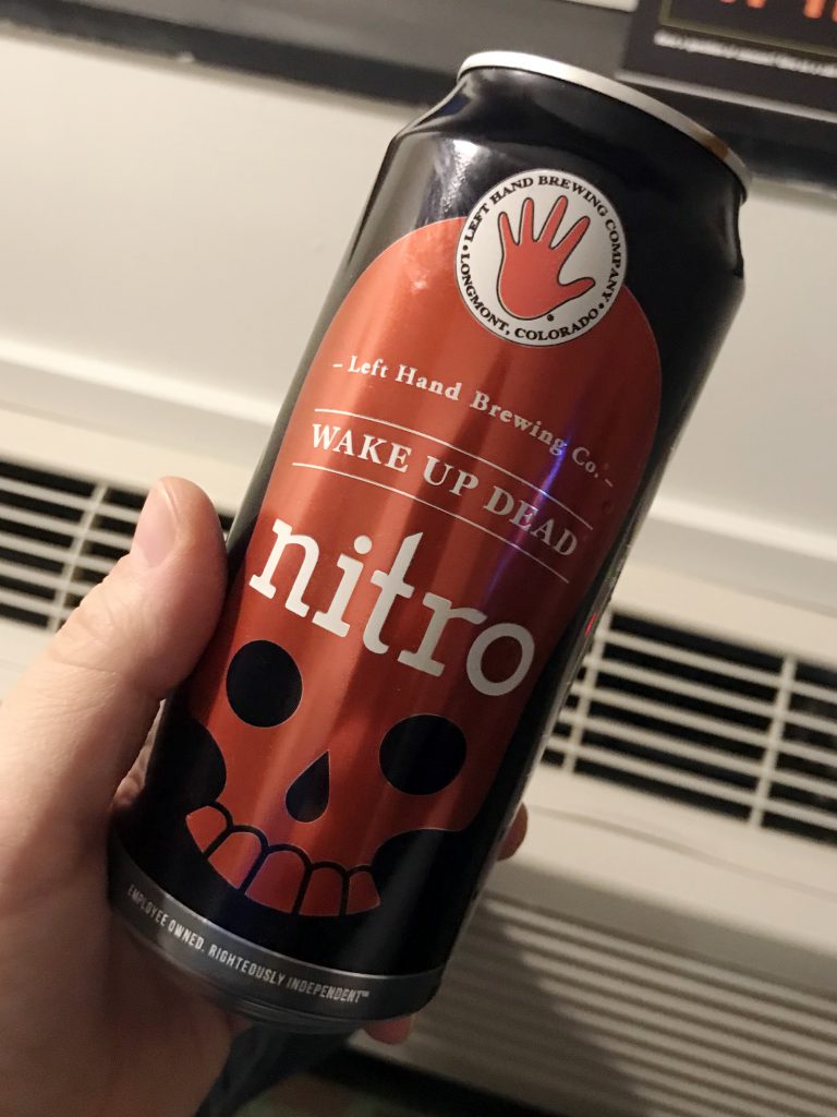 Left Hand Brewing Company: Wake Up Dead Nitro label closeup