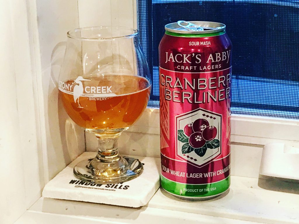 Jack’s Abby Craft Lagers Cranberry Berliner Sour Wheat Lager Beers on Windowsills